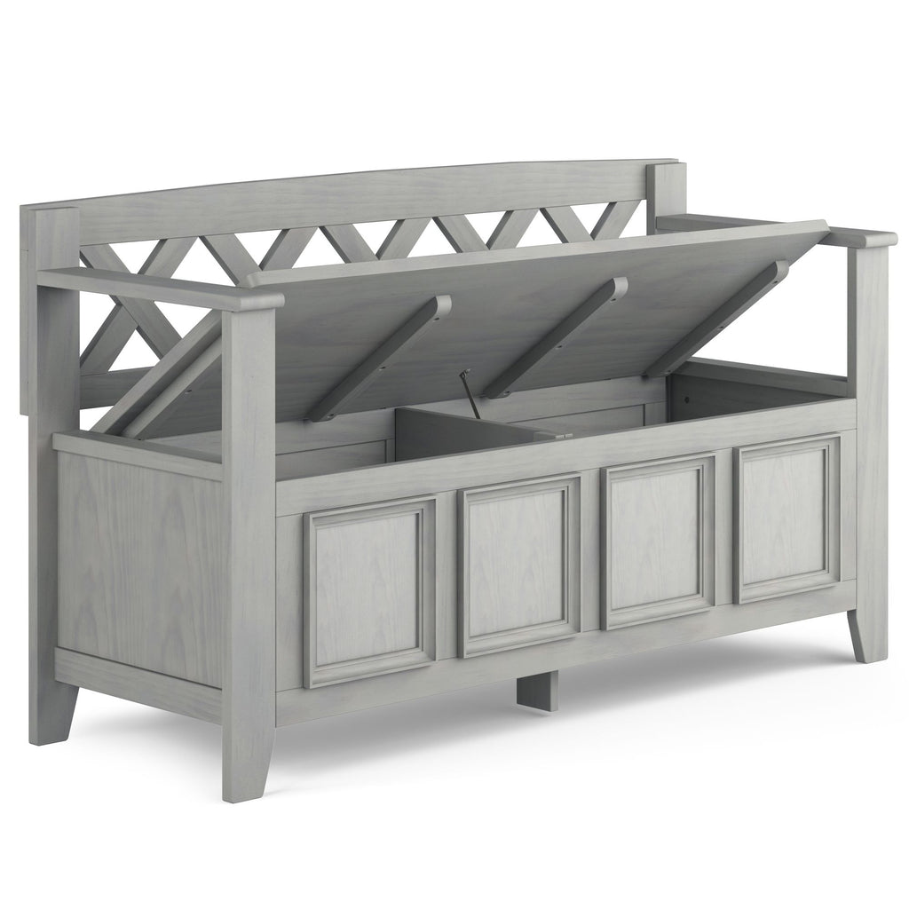 Amherst Solid Wood Entryway Storage Bench in Fog Grey