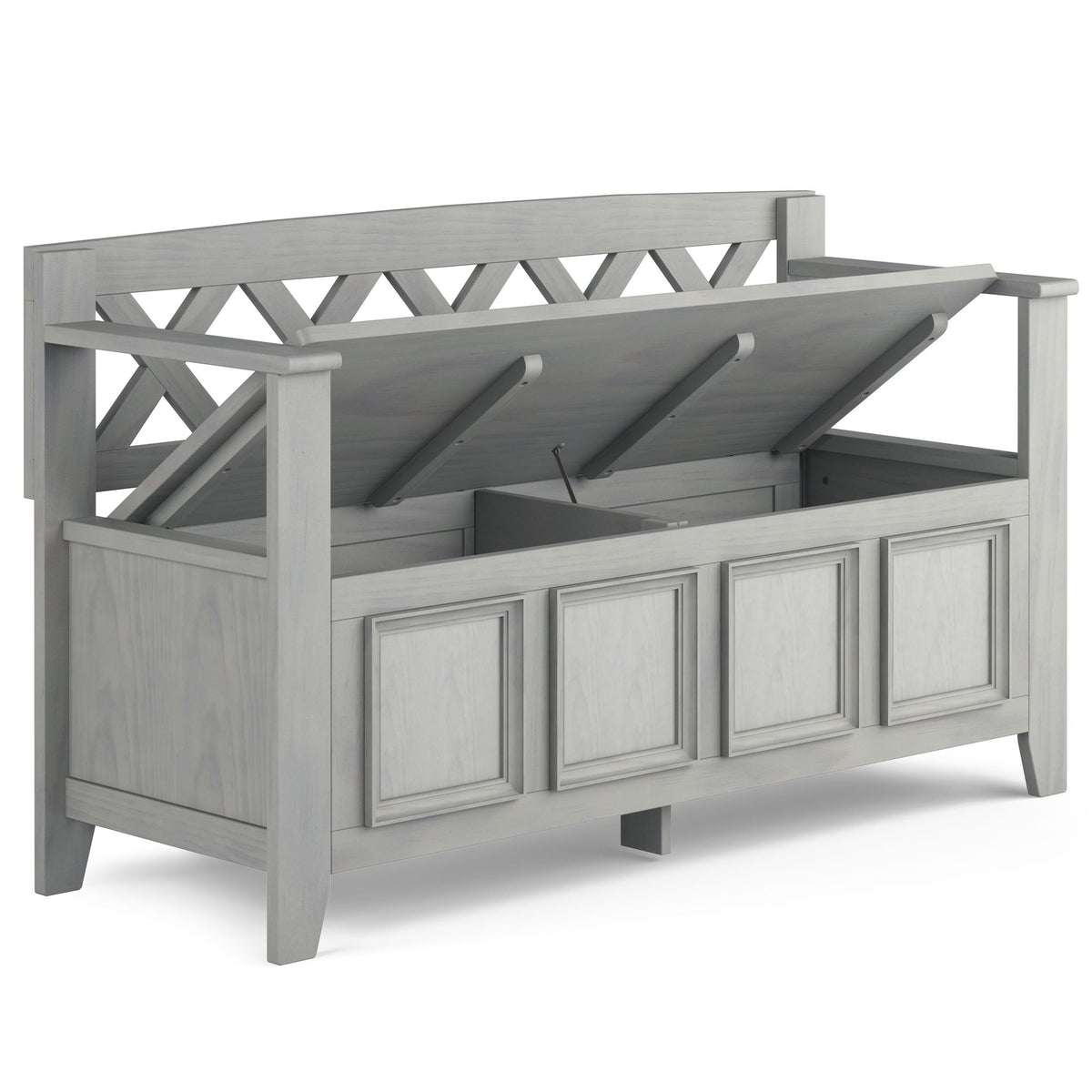 Amherst Solid Wood Entryway Storage Bench in Fog Grey