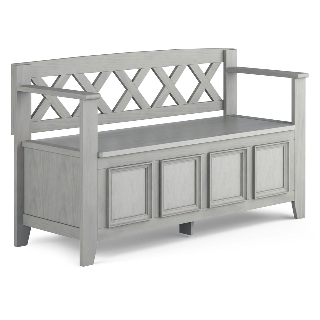 Amherst Solid Wood Entryway Storage Bench in Fog Grey