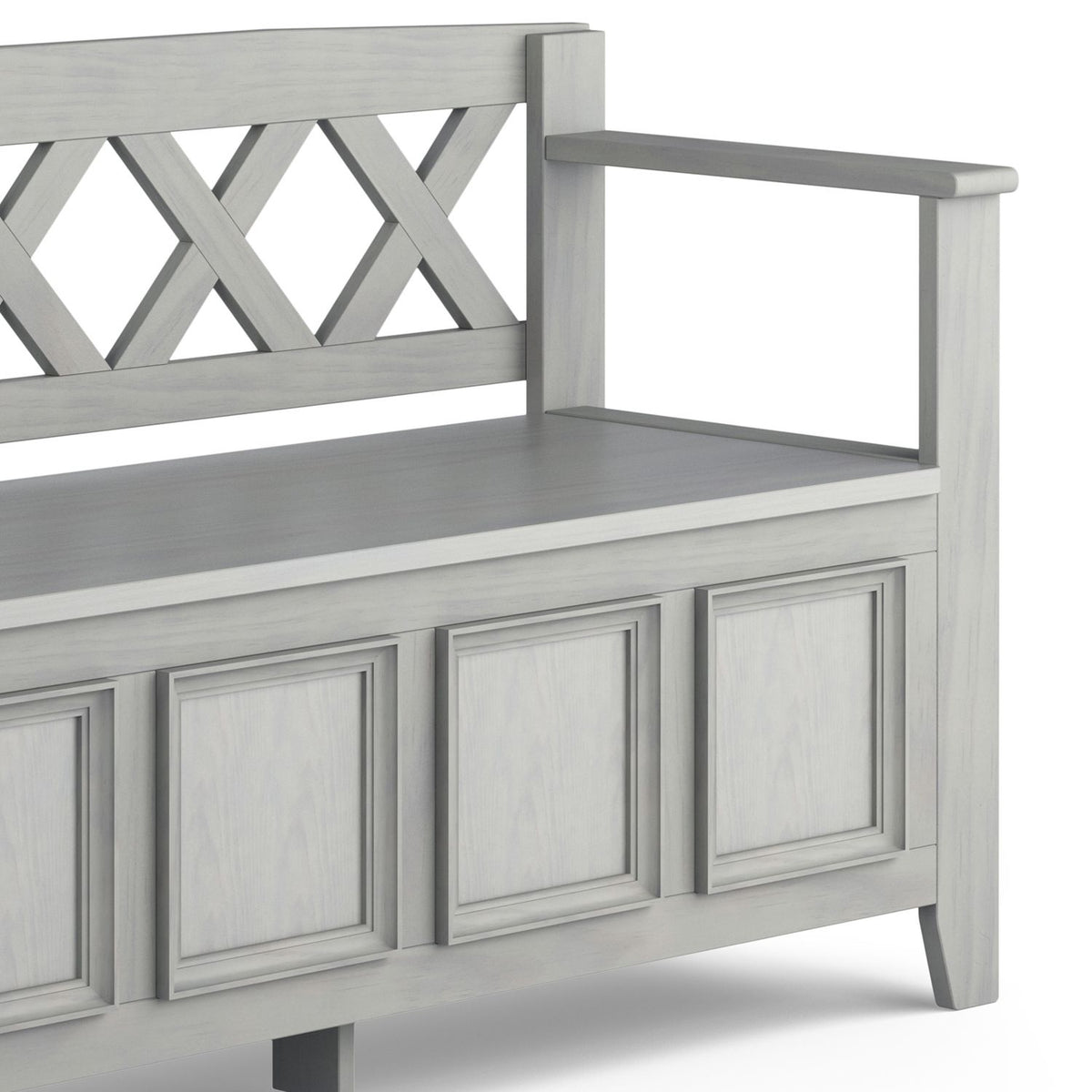 Amherst Solid Wood Entryway Storage Bench in Fog Grey
