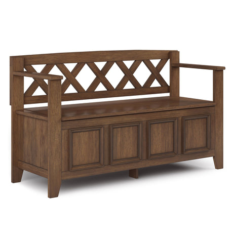 Amherst Solid Wood Entryway Storage Bench in Rustic Natural Aged Brown