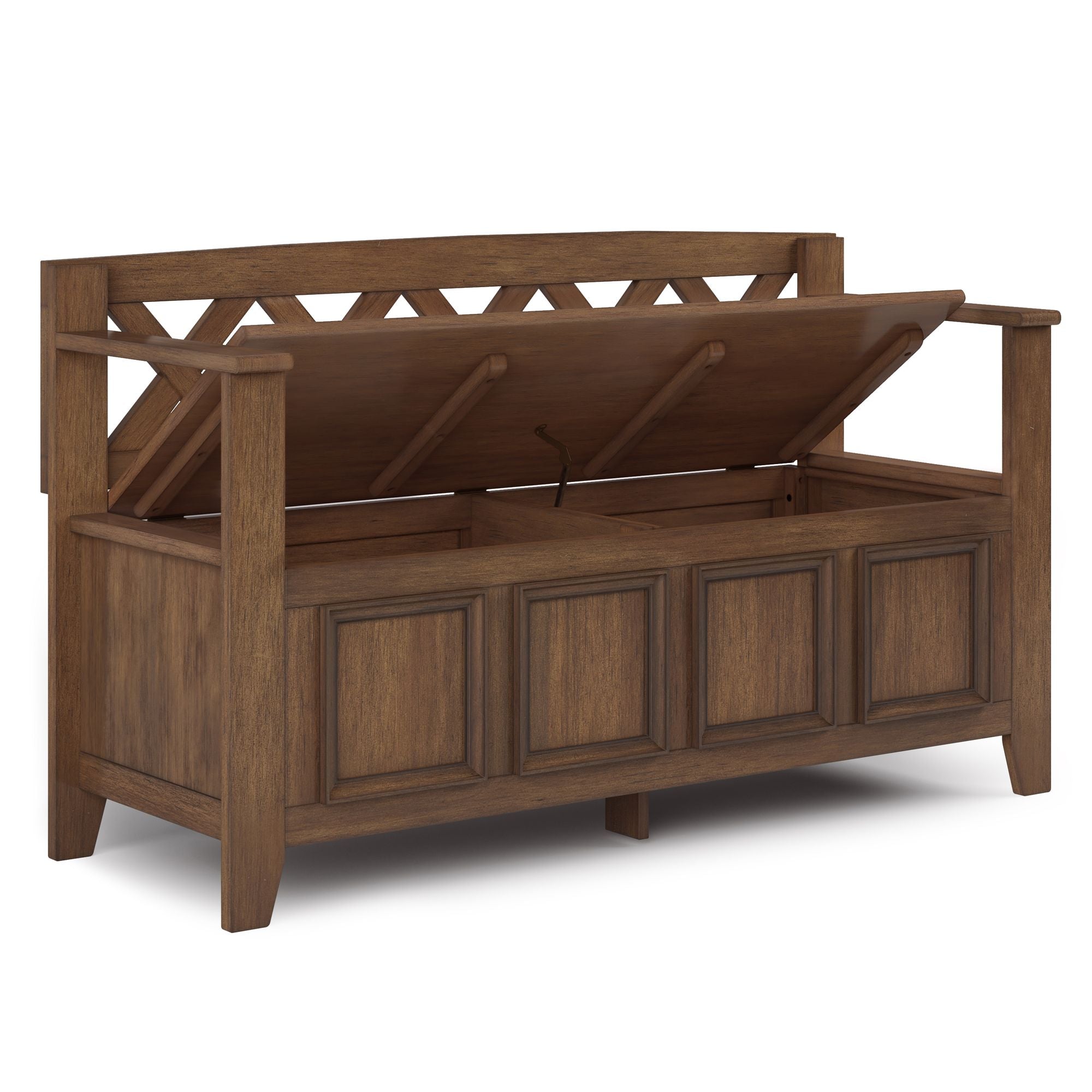 Amherst Solid Wood Entryway Storage Bench in Rustic Natural Aged Brown