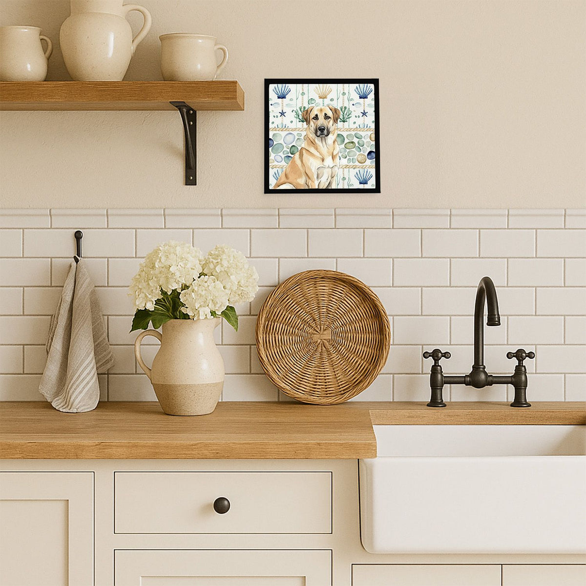 Anatolian Shepherd Coastal Sea Glass Wall Art