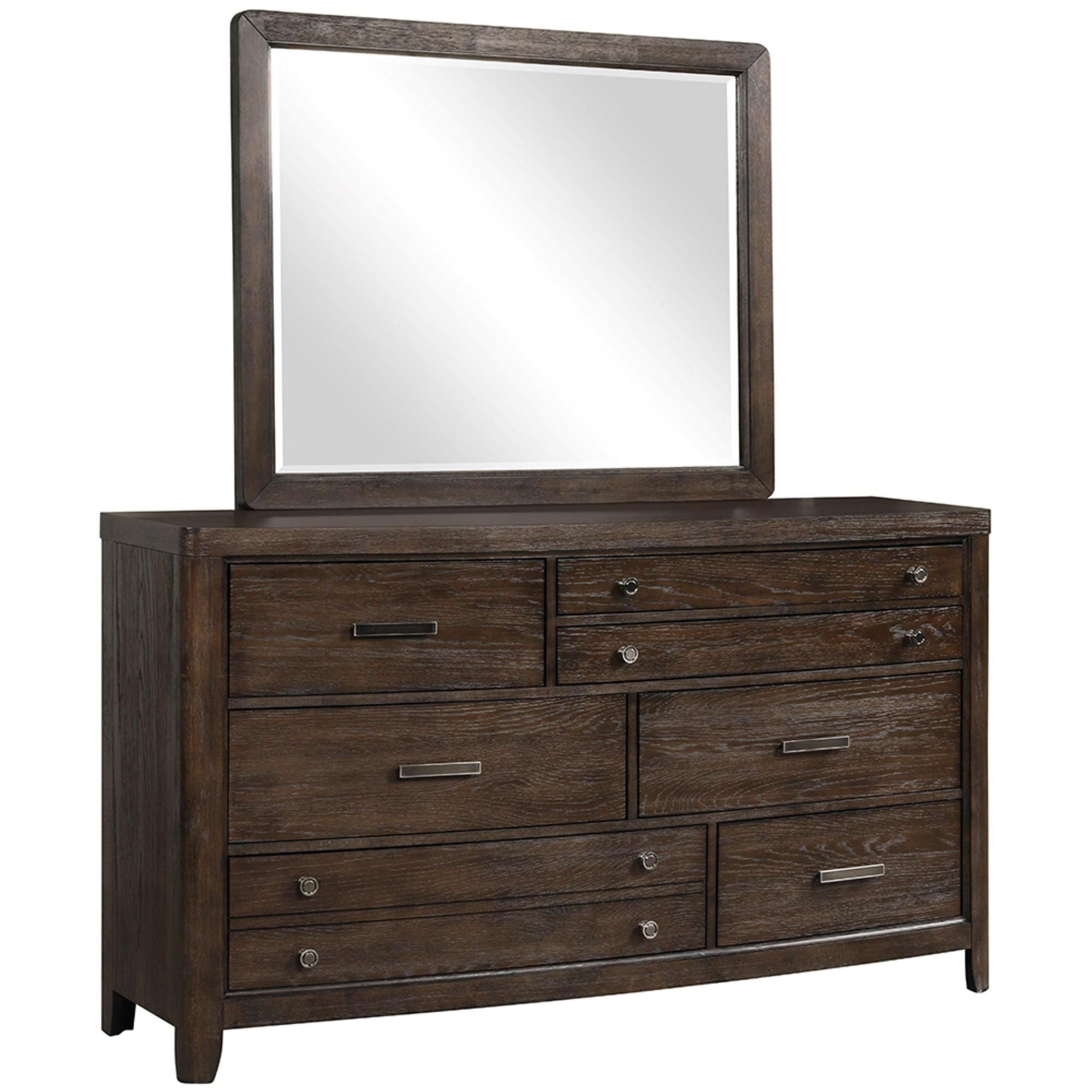 Antique Brown Dresser with Lined Bottom Drawers
