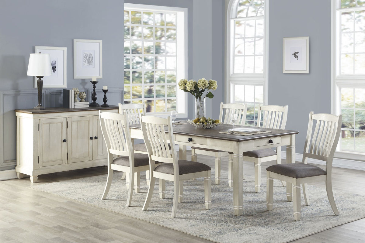 Granby Two-Tone Dining Table with Six Drawers