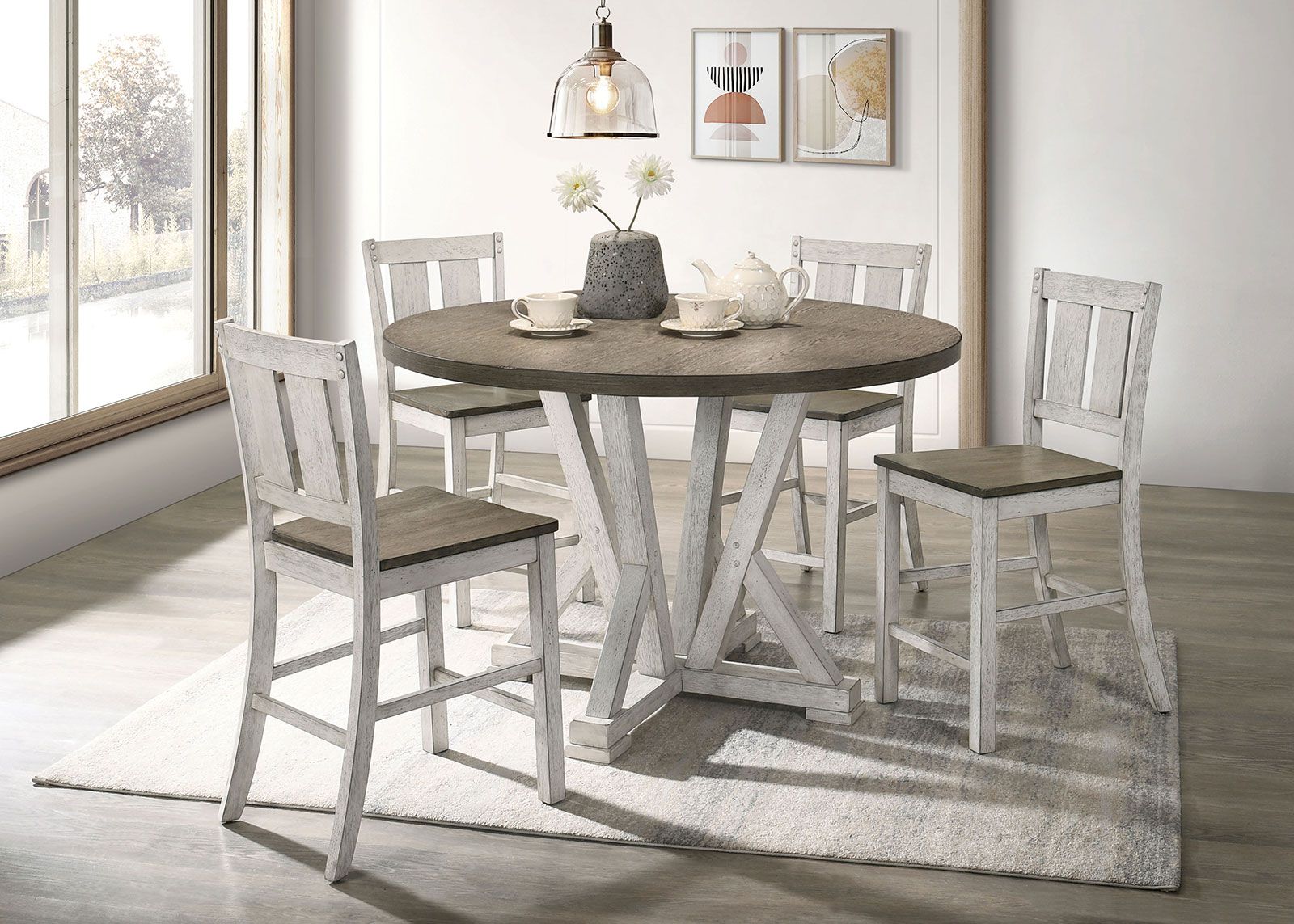 Two-Tone Farmhouse Counter-Height Dining Table