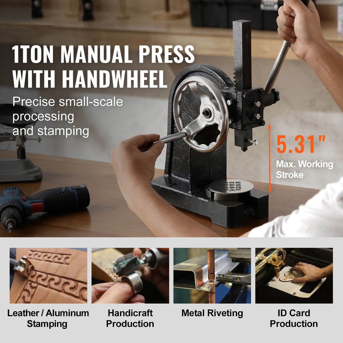 Manual Desktop Arbor Press for Precision Workshop Tasks