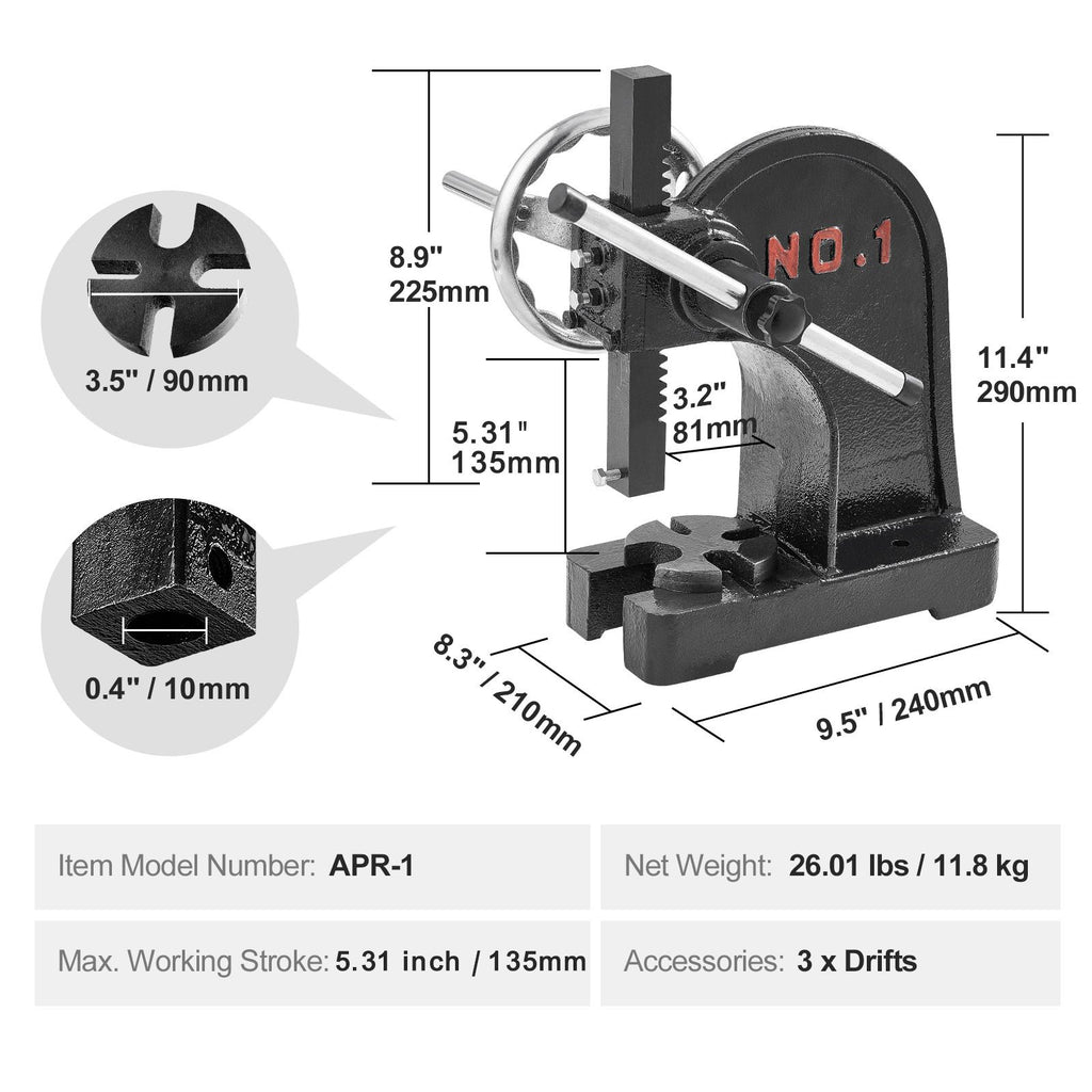 Manual Desktop Arbor Press for Precision Workshop Tasks