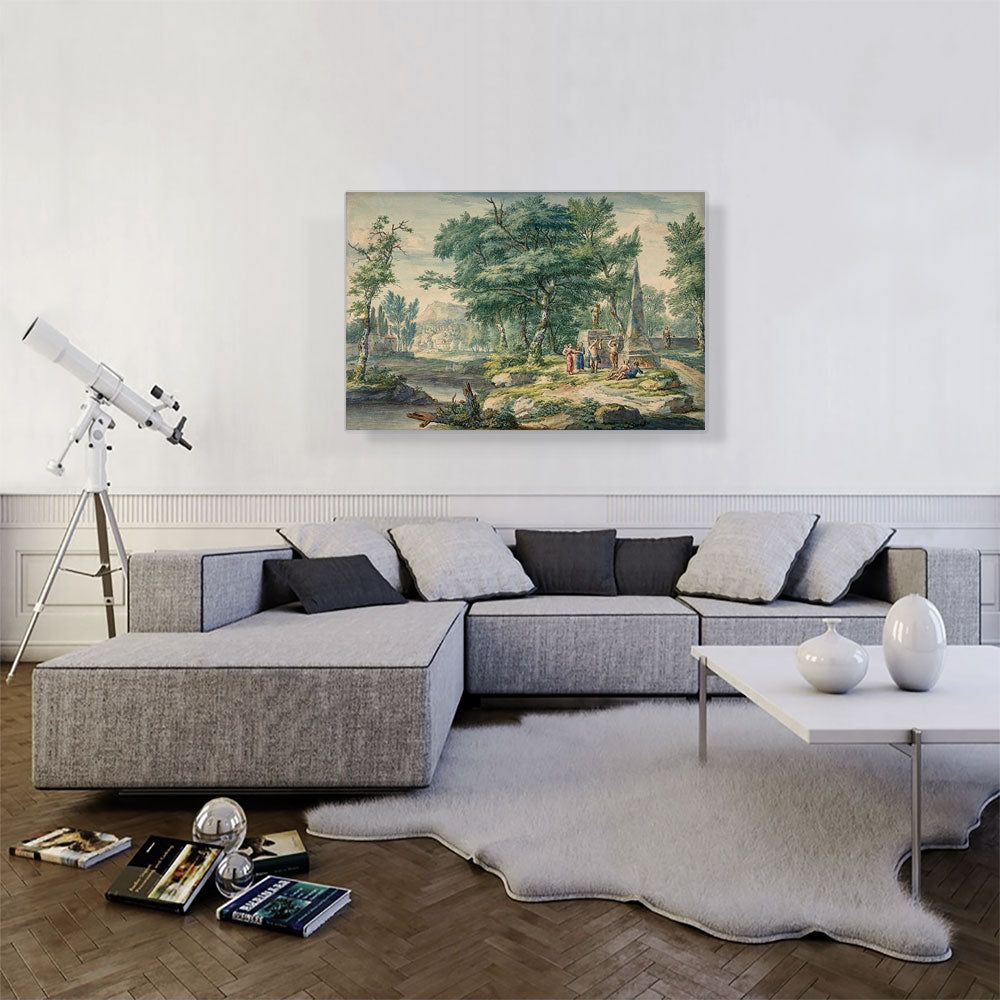 Arcadian Landscape With Figures Making Music Canvas Art