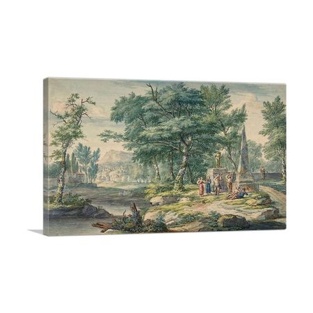 Arcadian Landscape With Figures Making Music Canvas Art