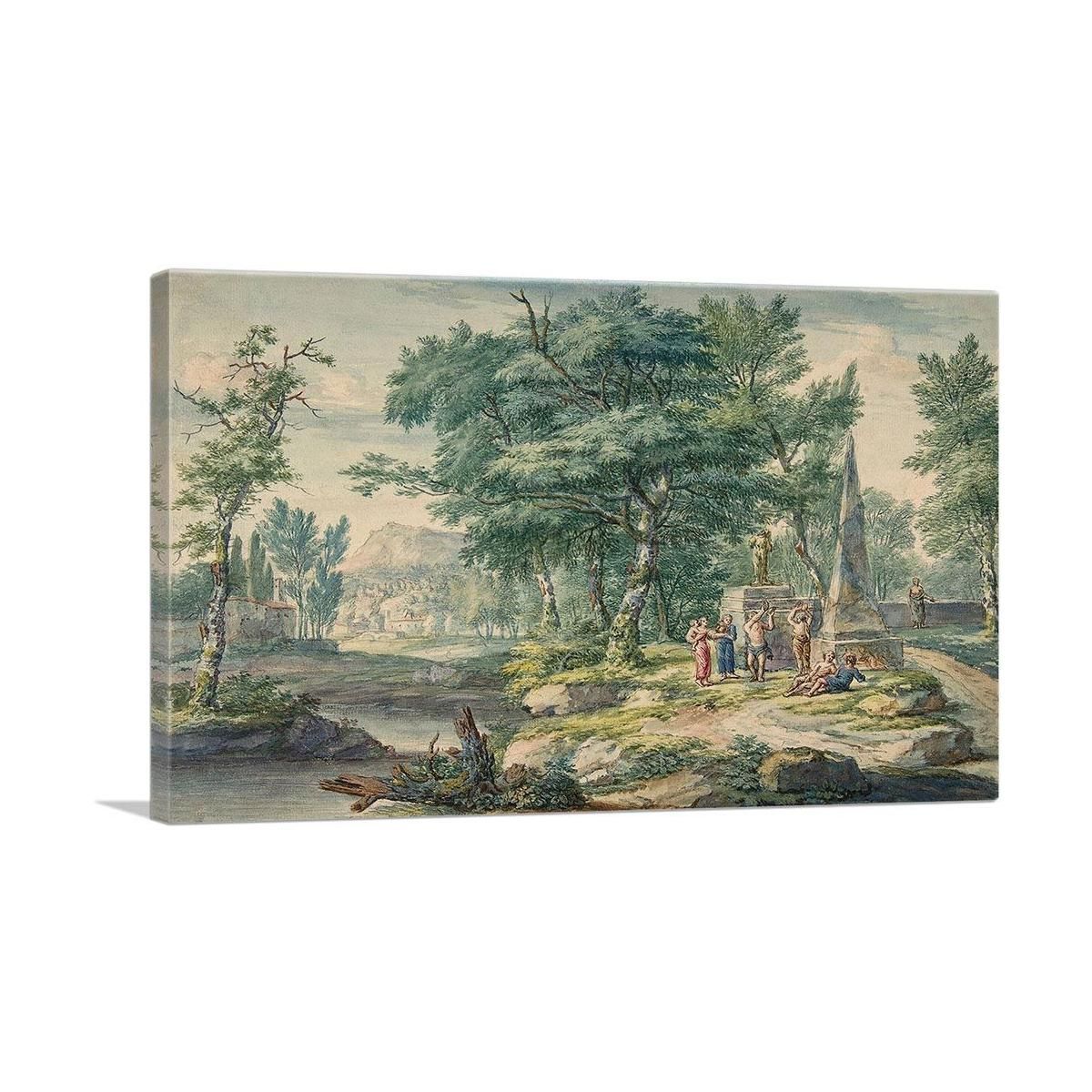 Arcadian Landscape With Figures Making Music Canvas Art