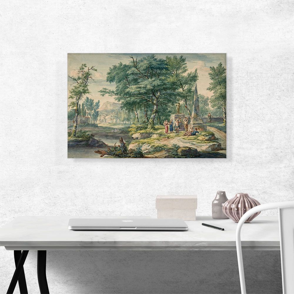 Arcadian Landscape With Figures Making Music Canvas Art