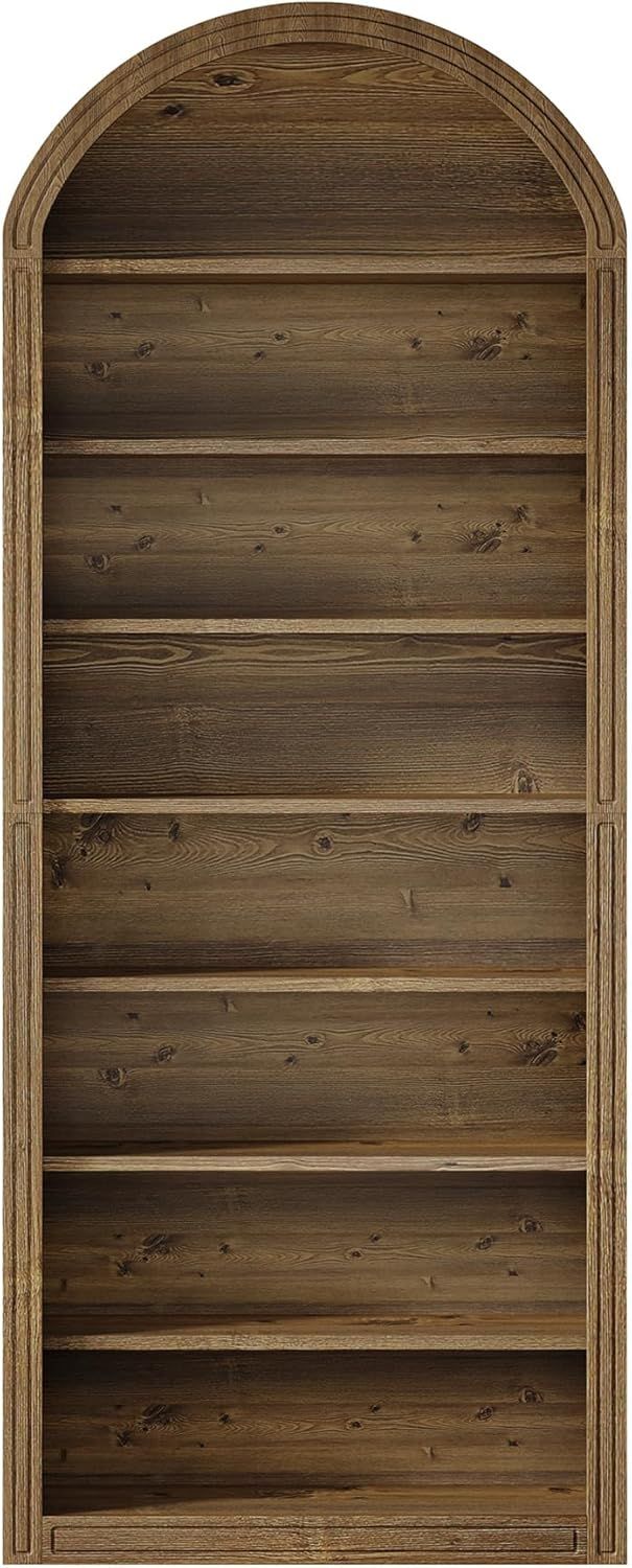 8-Tier Arched Bookshelf with Closed Back and Two-Tone Design