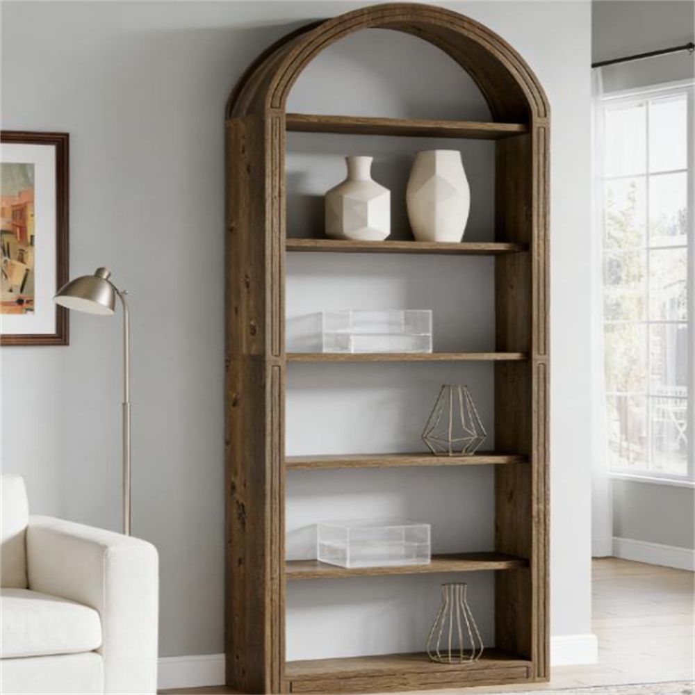 8-Tier Arched Bookshelf with Closed Back and Two-Tone Design