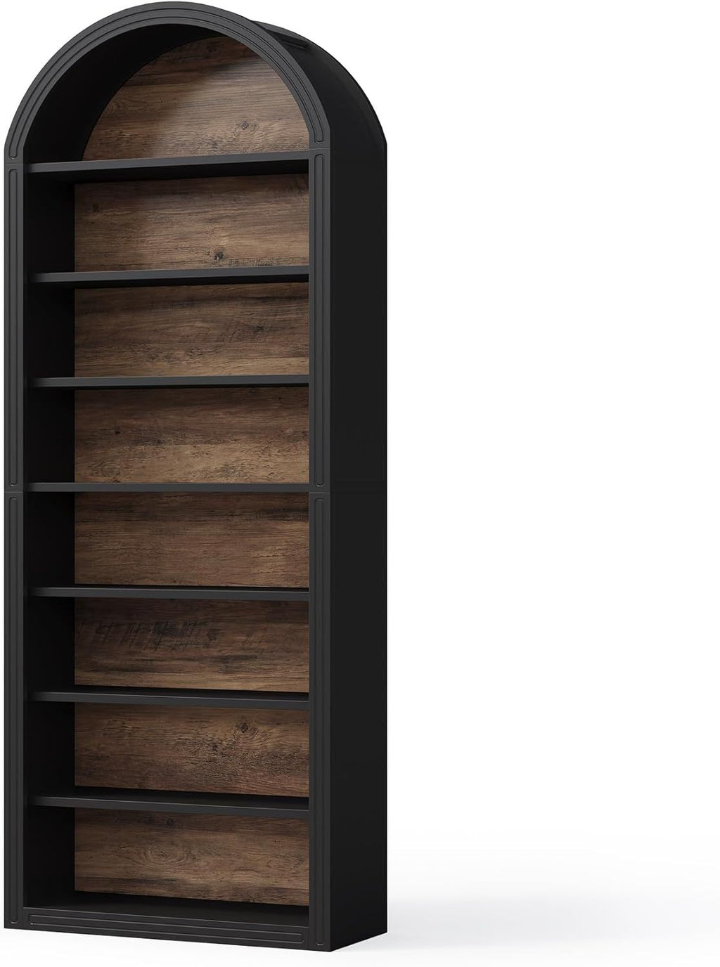 8-Tier Arched Bookshelf with Closed Back and Two-Tone Color
