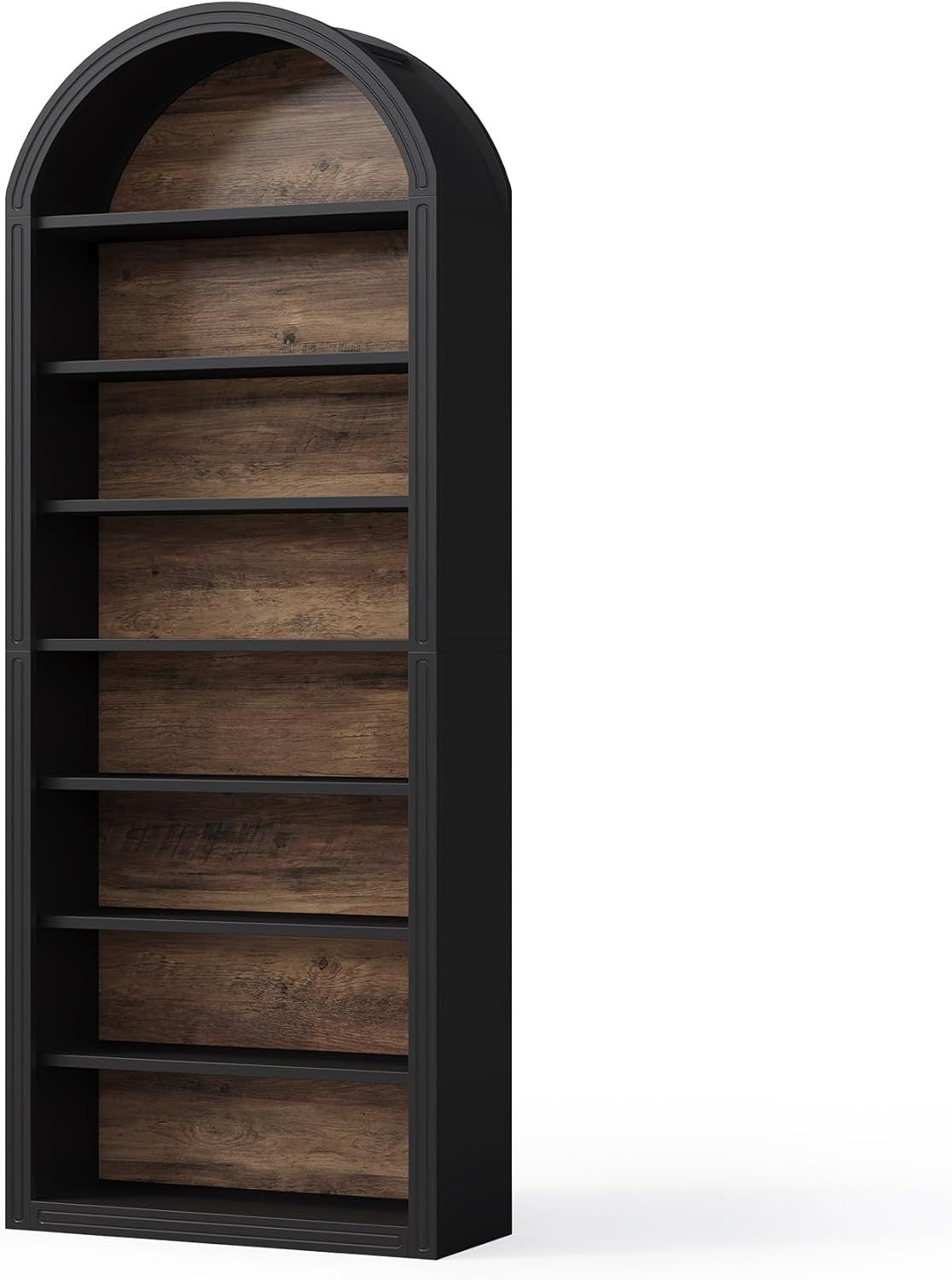 8-Tier Arched Bookshelf with Closed Back and Two-Tone Color