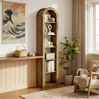 Distinctive Arched Bookshelf with 6-Tier Open Shelving