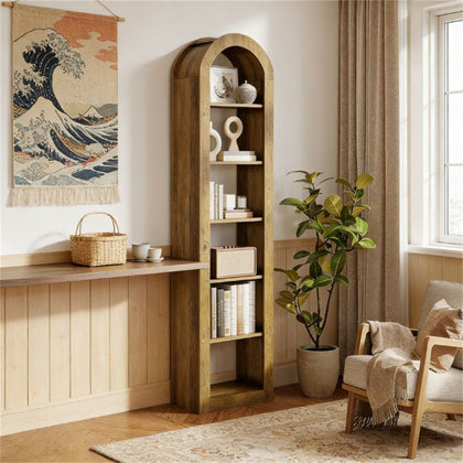 Distinctive Arched Bookshelf with 6-Tier Open Shelving