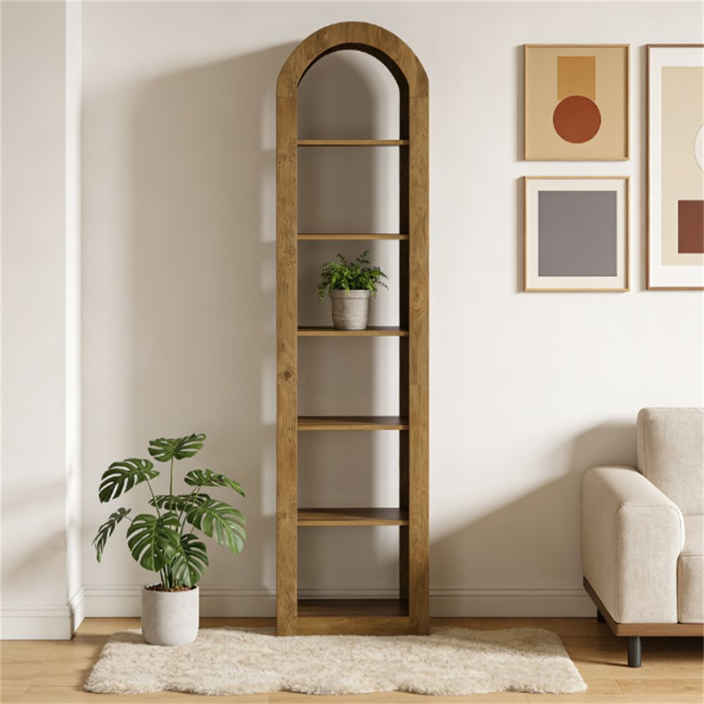 Distinctive Arched Bookshelf with 6-Tier Open Shelving
