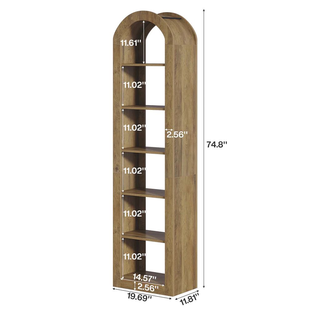 Distinctive Arched Bookshelf with 6-Tier Open Shelving