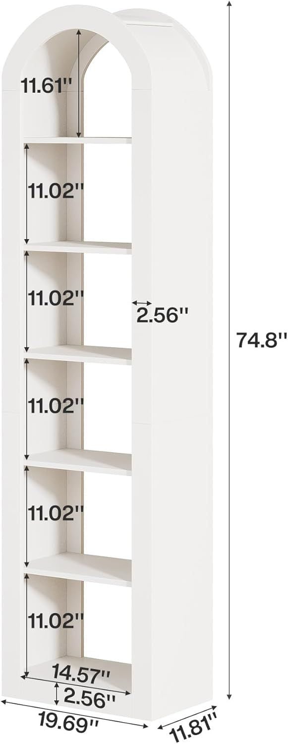 Rustic Arched Bookcase with Open Display Shelves