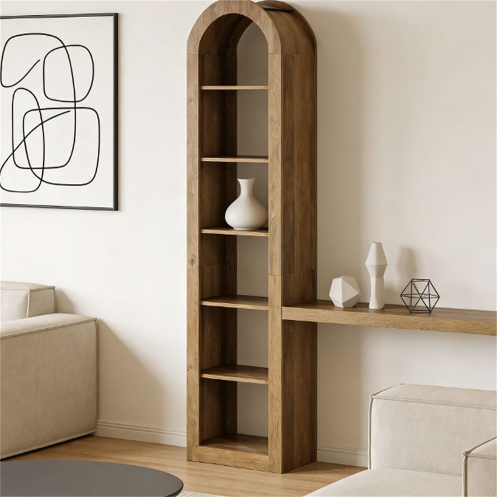 Distinctive Arched Bookshelf with 6-Tier Open Shelving