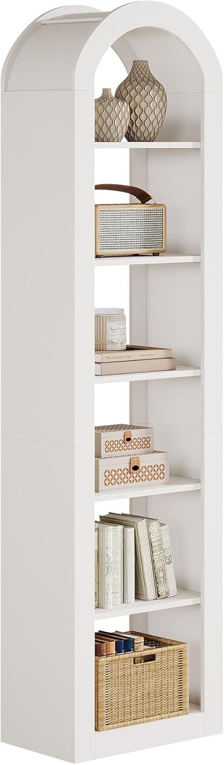 Rustic Arched Bookcase with Open Display Shelves