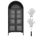 Arched Display Cabinet with Adjustable Shelves and Drawers