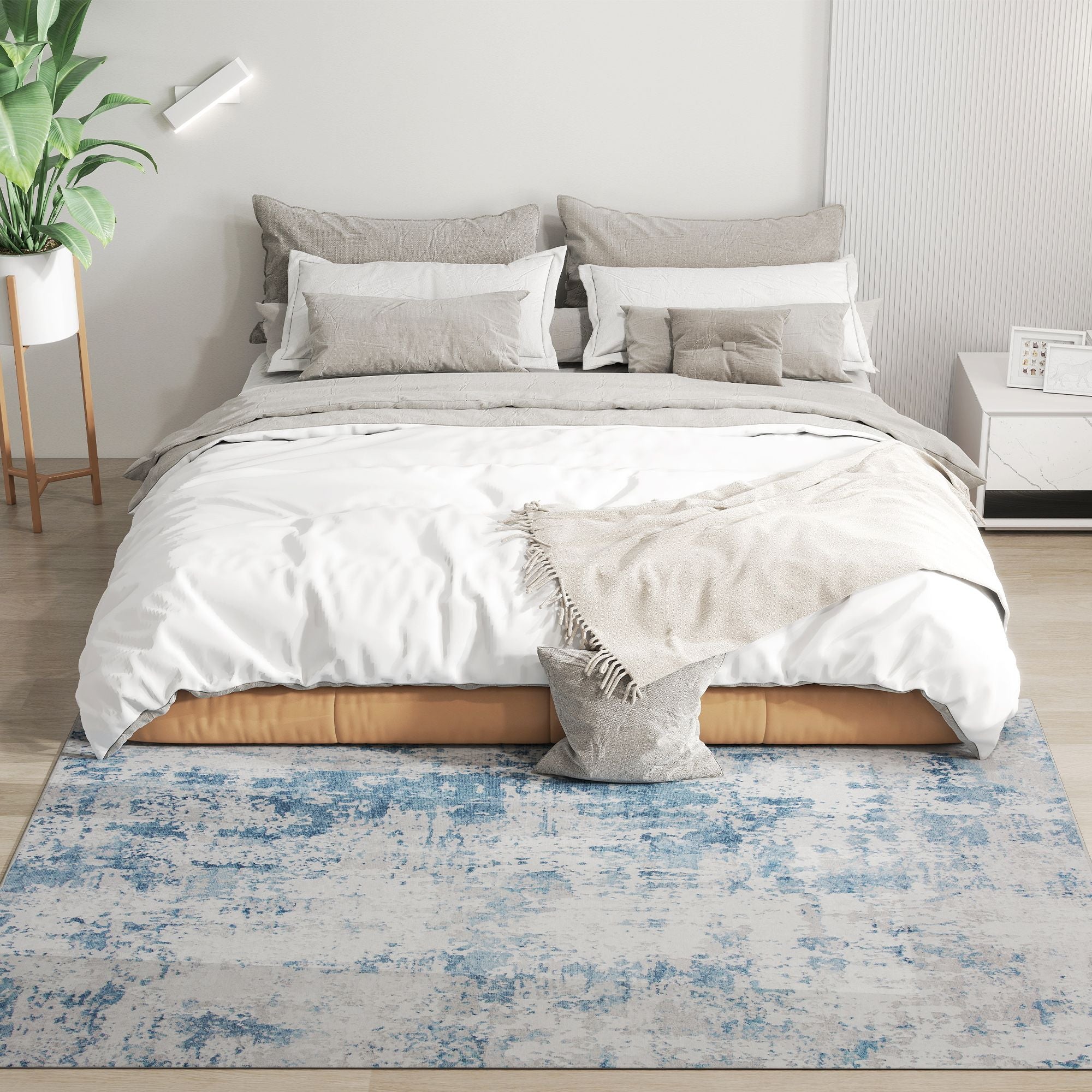 Modern Abstract Area Rug – Machine Washable, Soft Chenille for Living Room or Bedroom