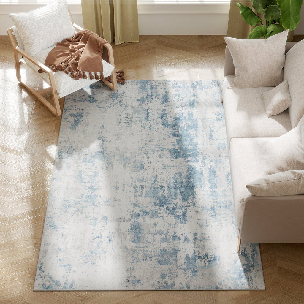 Modern Abstract Area Rug – Machine Washable, Soft Chenille for Living Room or Bedroom