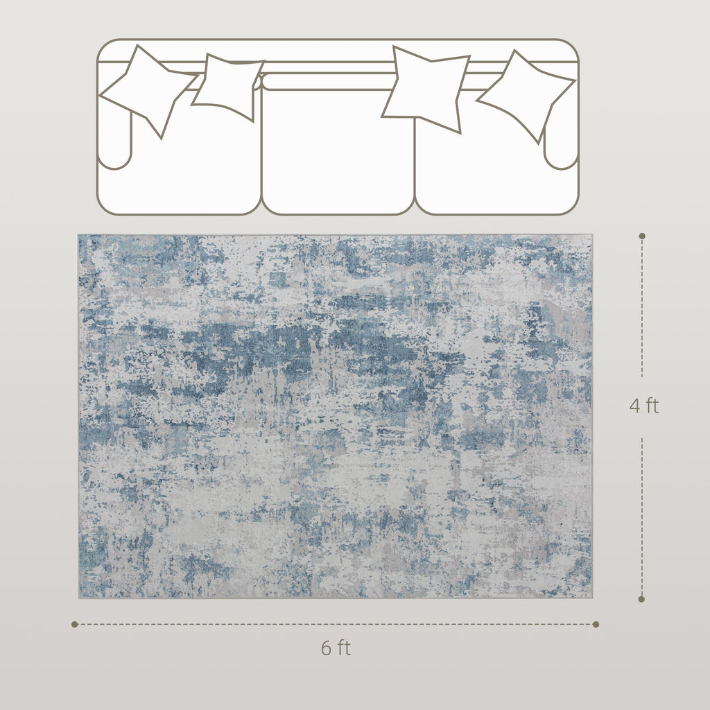Modern Abstract Area Rug – Machine Washable, Soft Chenille for Living Room or Bedroom