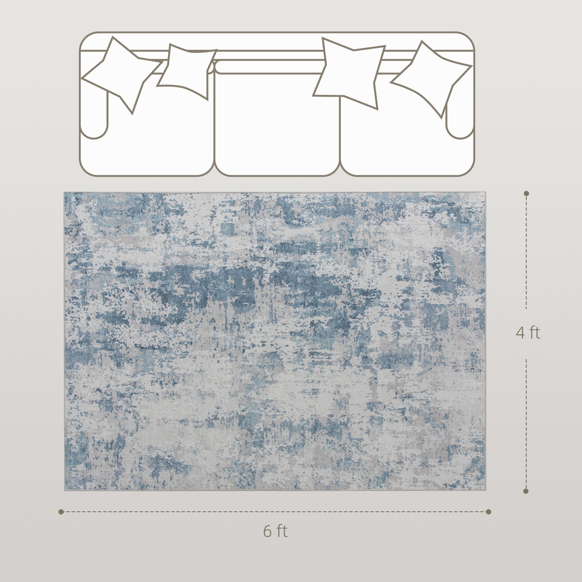 Modern Abstract Area Rug – Machine Washable, Soft Chenille for Living Room or Bedroom