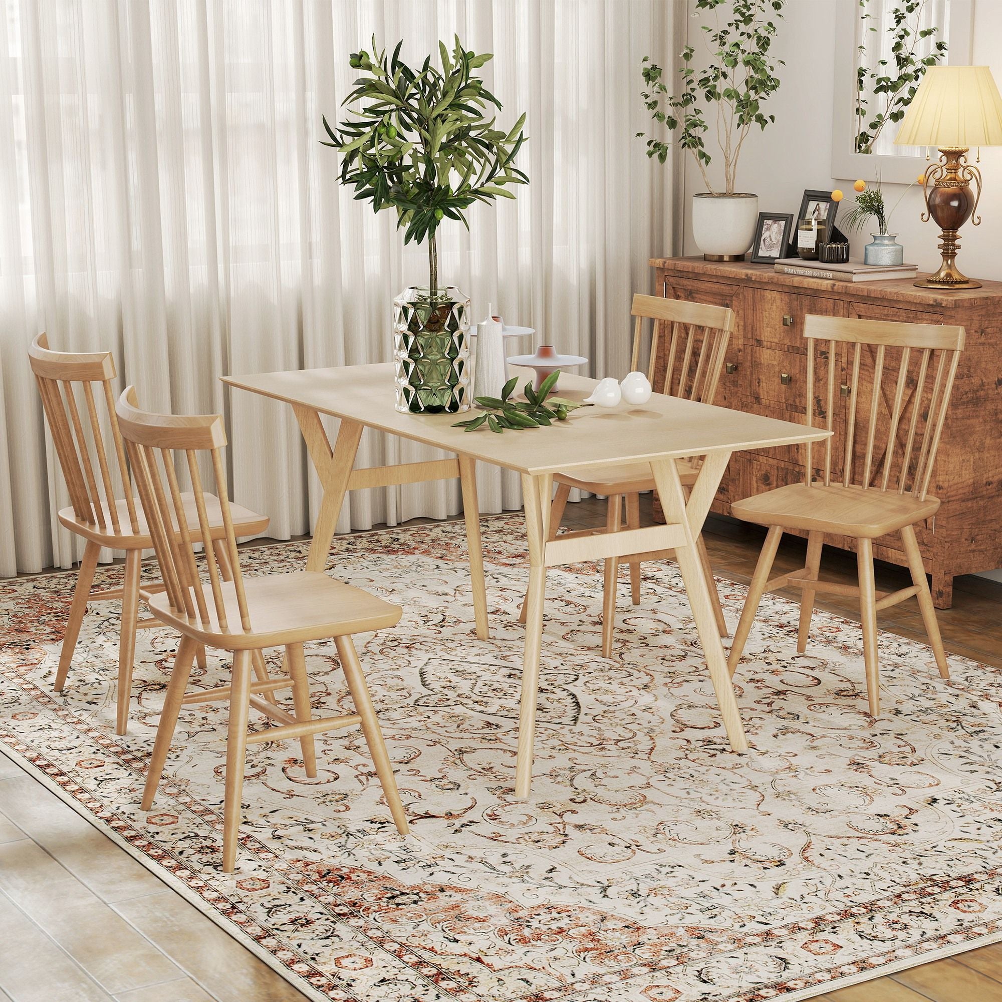 Elegant Machine Washable Area Rug with Classic Floral Design