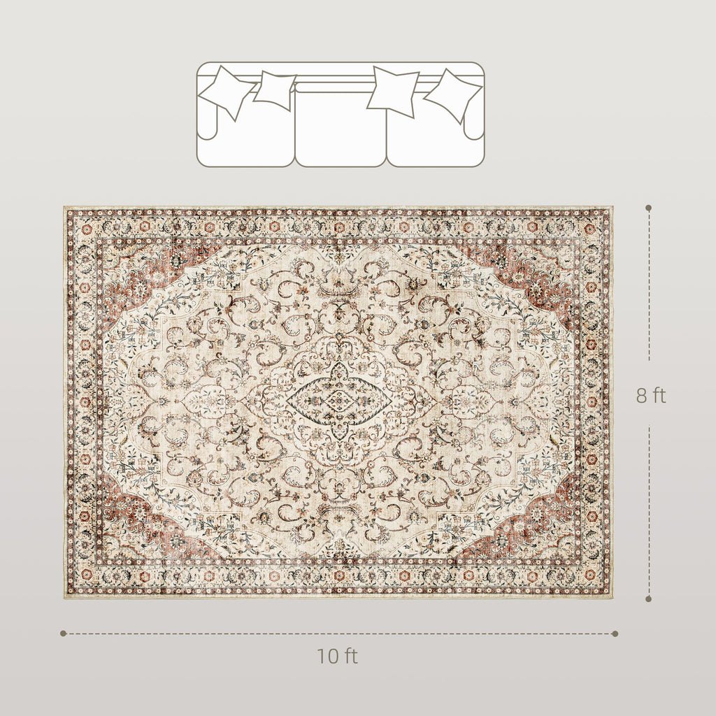 Elegant Machine Washable Area Rug with Classic Floral Design