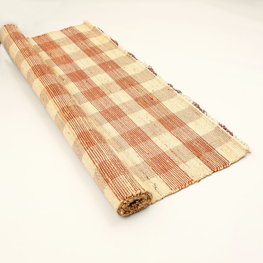 Dark Brown Handwoven Plaid Area Rug