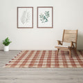 Dark Brown Handwoven Plaid Area Rug