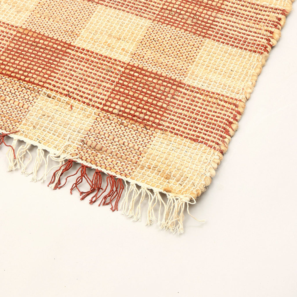 Dark Brown Handwoven Plaid Area Rug