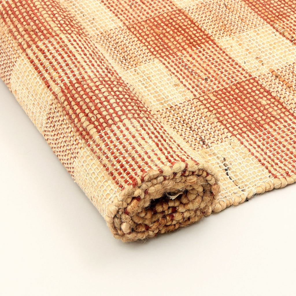 Dark Brown Handwoven Plaid Area Rug