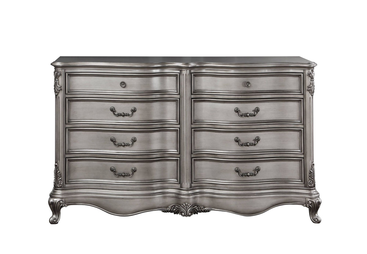 Ariadne Antique Platinum Finish Dresser – Timeless Elegance for Your Bedroom