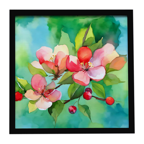 Arkansas Apple Blossom in Watercolor Framed Metal Print Bathroom, Kitchen, Office, Home