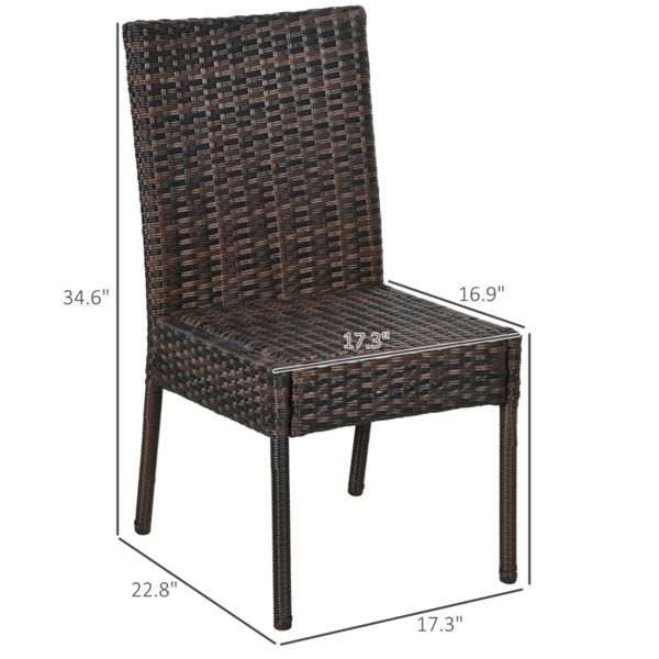 Set of 4 Wicker Dining Chairs with Padded Cushions for Patio
