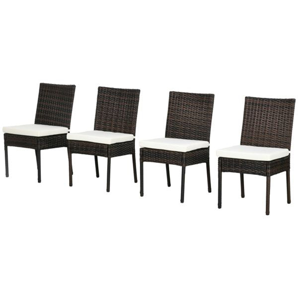 Set of 4 Wicker Dining Chairs with Padded Cushions for Patio
