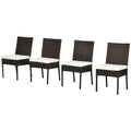 Set of 4 Wicker Dining Chairs with Padded Cushions for Patio