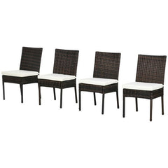 Set of 4 Wicker Dining Chairs with Padded Cushions for Patio