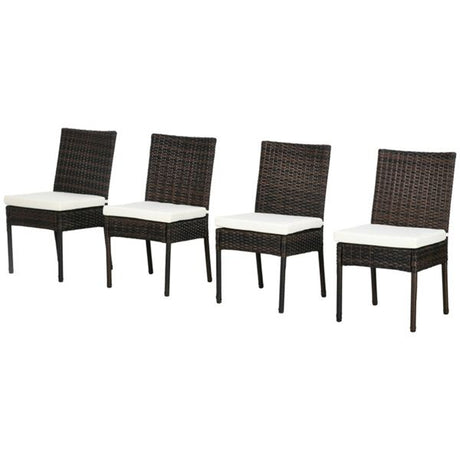 Set of 4 Wicker Dining Chairs with Padded Cushions for Patio