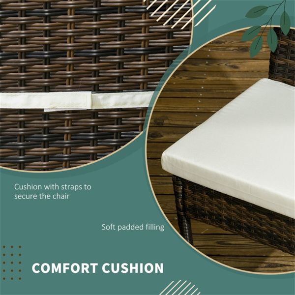 Set of 4 Wicker Dining Chairs with Padded Cushions for Patio