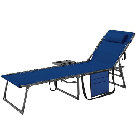 Multi-Position Reclining Camping Chair with Side Tray & Headrest