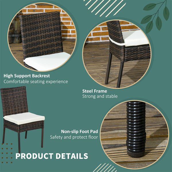 Set of 4 Wicker Dining Chairs with Padded Cushions for Patio