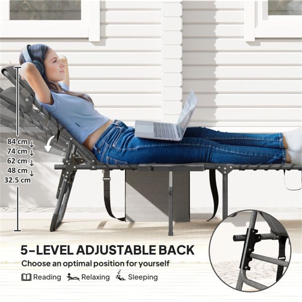 Multi-Position Reclining Camping Chair with Side Tray