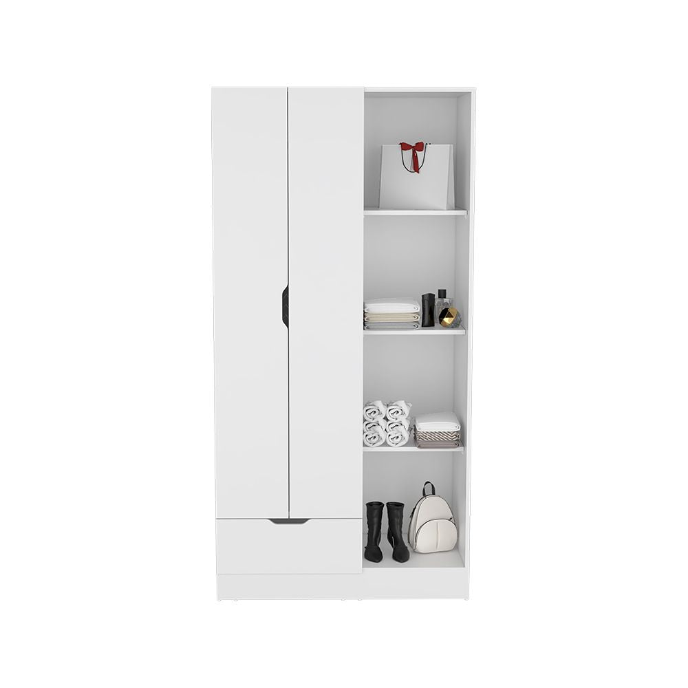 Dover Armoire with Shelves, Hanging Rod, and Drawer